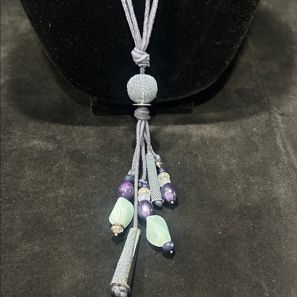 Christopher & Banks Blue and Silver Beaded Necklace - Picture 10 of 15